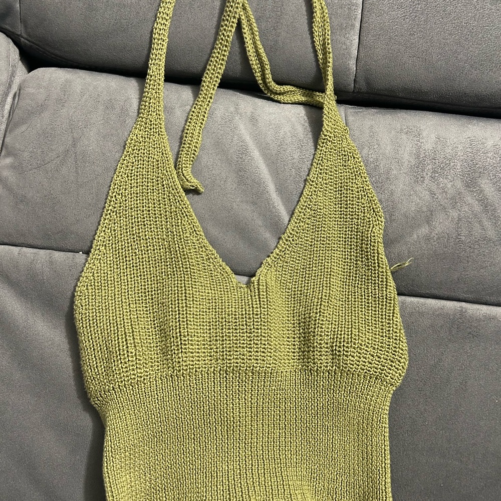 Green Knit Halter Top